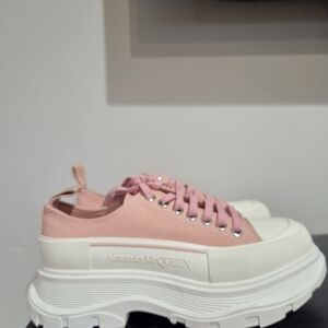 Alexander McQueen Pink Canvas Platform Sneakers with White Chunky Sole